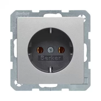 Berker 47436084 SCHUKO zásuvka (typ F) Q.1/Q.3 hliník Velvet 16A