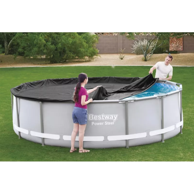 Bestway Flowclear kryt bazéna pre Steel Pro MAX Frame Pool 427 cm (14 ft) - modrý polyetylén s lanovými sponami