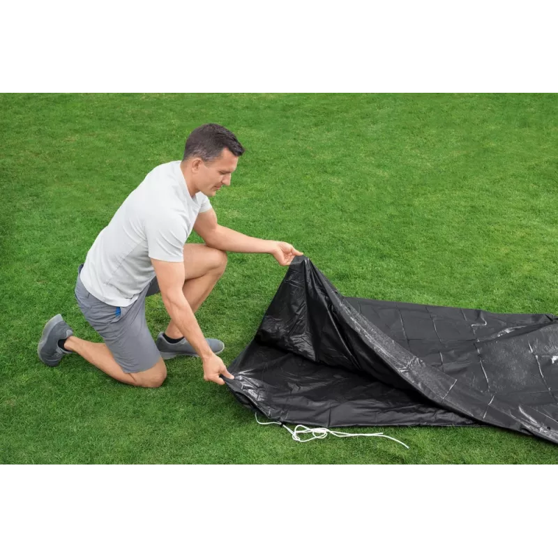 Bestway Flowclear kryt bazéna pre Steel Pro MAX Frame Pool 427 cm (14 ft) - modrý polyetylén s lanovými sponami