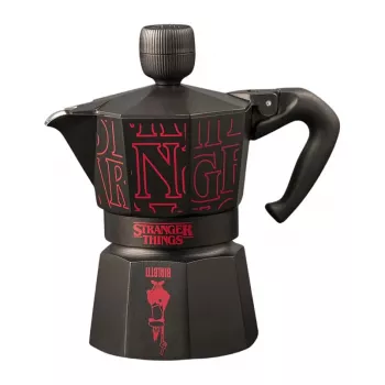 Bialetti Moka Express Sound Stranger Things 3-šálkový espreso kanvička na sporák (150 ml) čierna