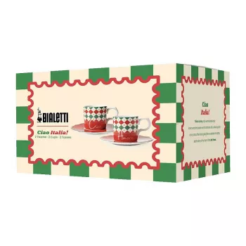 Bialetti Tricolore sada šálok na espresso s podšálkami (2 šálky, 2 podšálky)