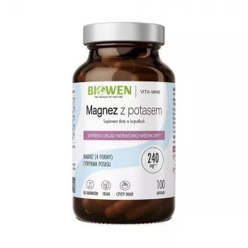 BIOWEN Magnézium 4x s draslíkom – 100 kapsúl – vegánsky výživový doplnok
