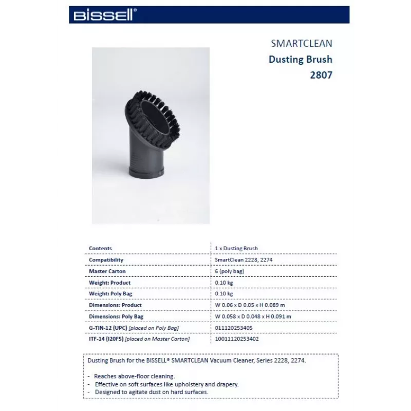 Bissell SmartClean prachová kefka, čierna, 1 ks