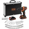 BLACK+DECKER 18V akumulátorový príklepový vŕtací skrutkovač BDCHD18BAFC, čierna/oranžová, 2x 1,5 Ah Li-Ion akumulátory, 80-dielna sada príslušenstva, kufrík