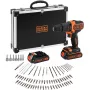 BLACK+DECKER 18V akumulátorový príklepový vŕtací skrutkovač BDCHD18BAFC, čierna/oranžová, 2x 1,5 Ah Li-Ion akumulátory, 80-dielna sada príslušenstva, kufrík
