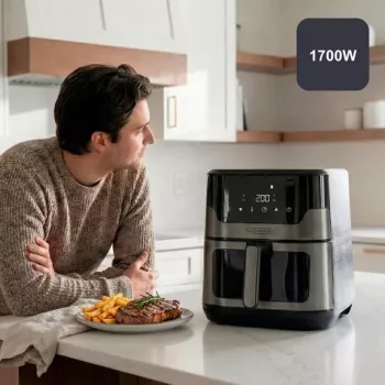 BLACK+DECKER BXAF8001E 8L digitálna teplovzdušná fritéza, 1700W, 8 programov, nepriľnavý kôš, čierna