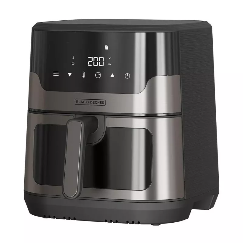 BLACK+DECKER BXAF8001E 8L digitálna teplovzdušná fritéza, 1700W, 8 programov, nepriľnavý kôš, čierna