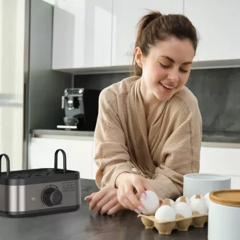 BLACK+DECKER BXKS4800E varič vajec, 400 W, 6 vajec, mäkké/stredné/tvrdé, čierny
