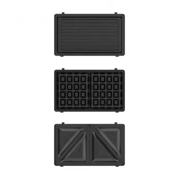BLACK+DECKER BXSA754E 3-in-1 sendvičovač, vaflovač a gril s 3 vymeniteľnými nepriľnavými platňami, 750 W, nehrdzavejúca oceľ