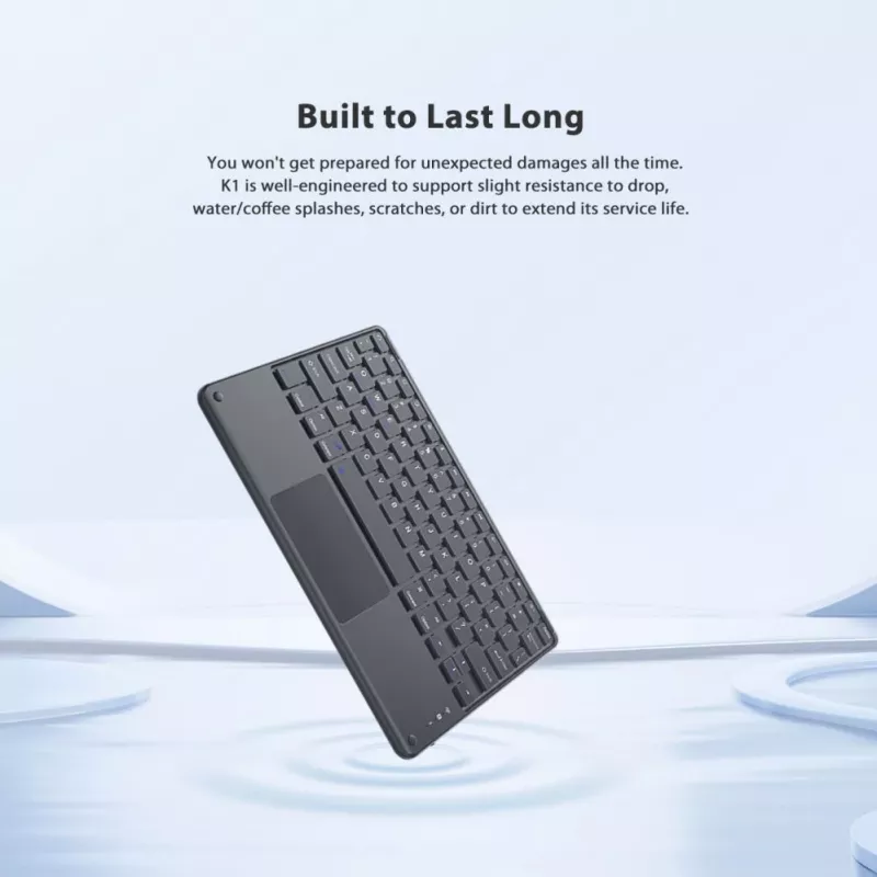 Blackview K1 Bluetooth klávesnica bezdrôtová ultra slim 10 palcov – 280mAh batéria, Bluetooth 3.0, kompatibilná s Windows / Android / iOS, čierna sivá