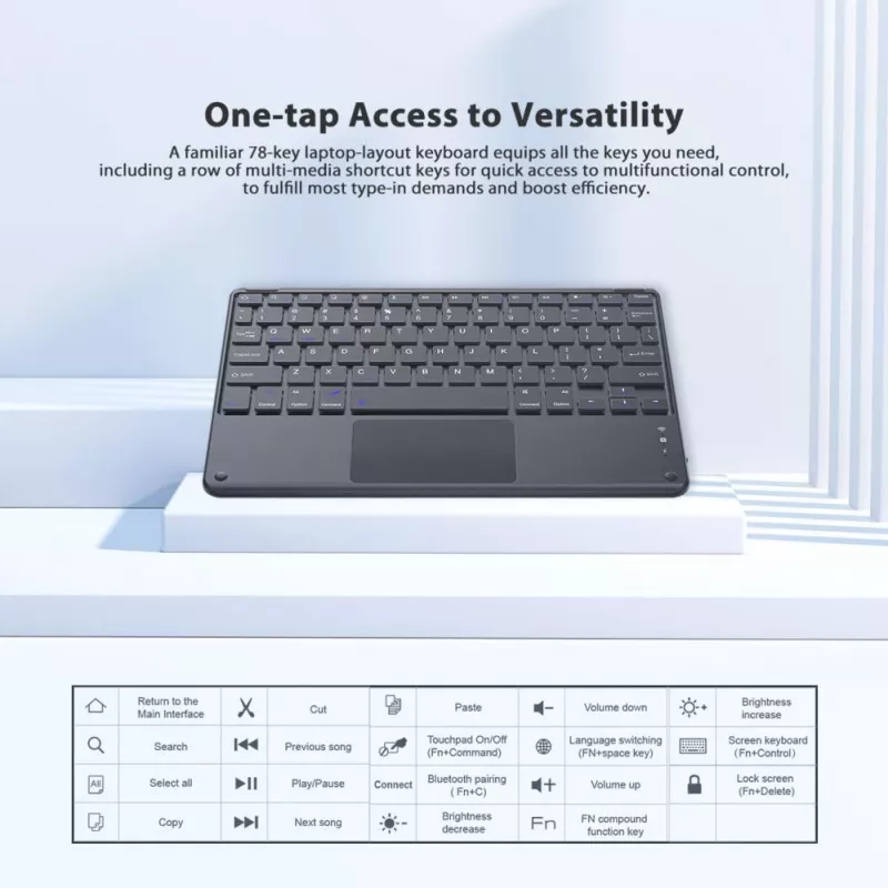 Blackview K1 Bluetooth klávesnica bezdrôtová ultra slim 10 palcov – 280mAh batéria, Bluetooth 3.0, kompatibilná s Windows / Android / iOS, čierna sivá