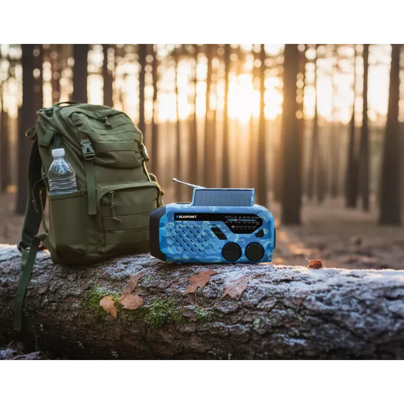 Blaupunkt ER10BC Survival núdzové rádio AM/FM s LED baterkou, Blue Camo