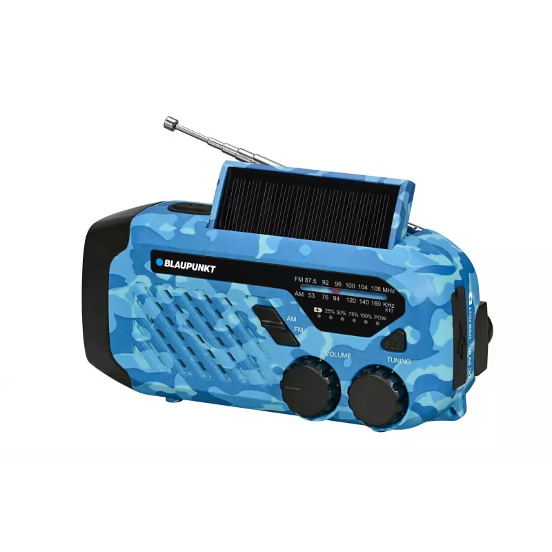 Blaupunkt ER10BC Survival núdzové rádio AM/FM s LED baterkou, Blue Camo