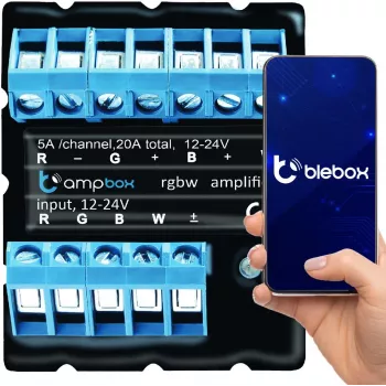 BLEBOX ampbox smart LED ovládač 4-kanálový Wi-Fi RGBW CCT 12-24V DC