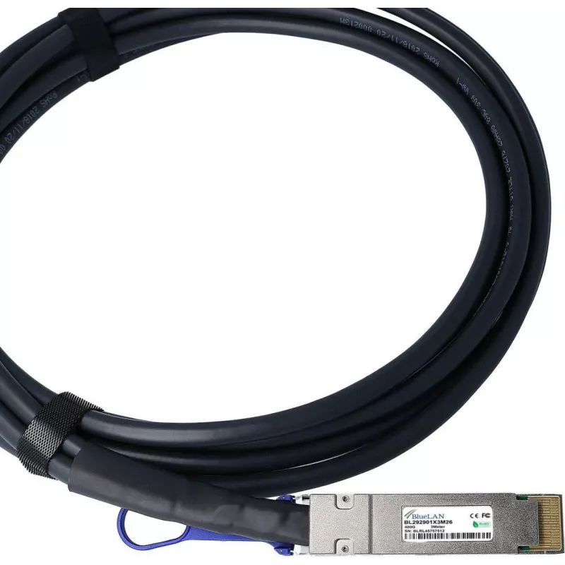 BlueLAN Amphenol NDYYYH-0005 QSFP-DD Direct Attach kábel, 400GBASE-CR4, Ethernet, 26 AWG, 2 metre (NDYYYH-0005-BL)