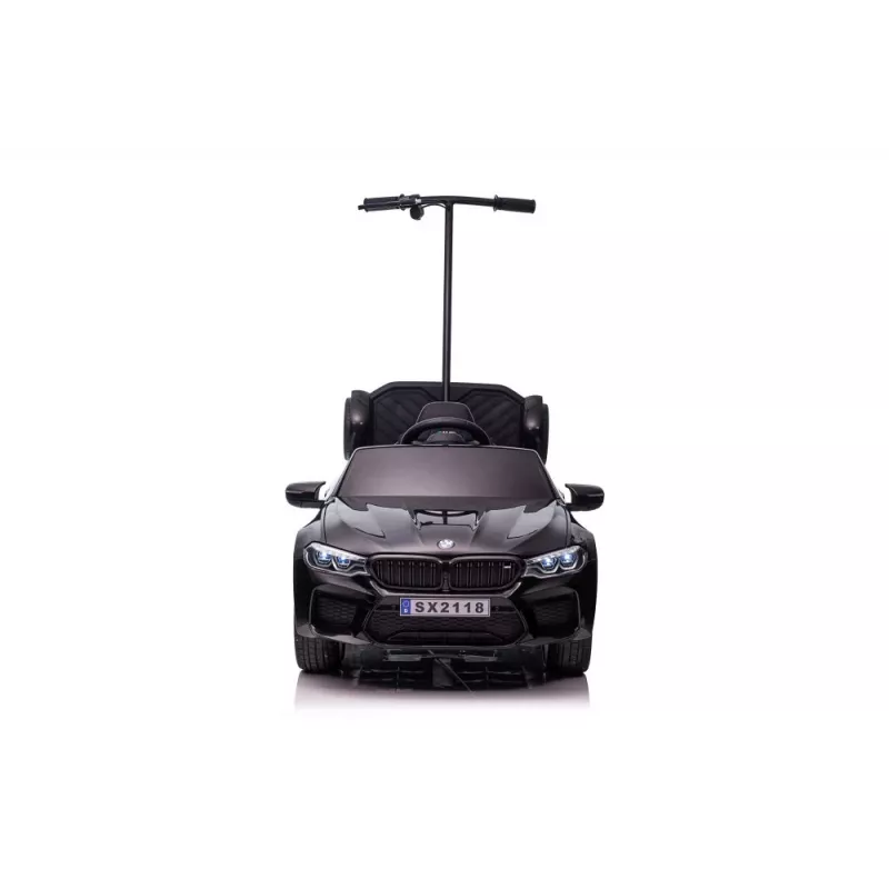 BMW M5 batériou poháňané auto s plošinou pre rodičov čierne lakované