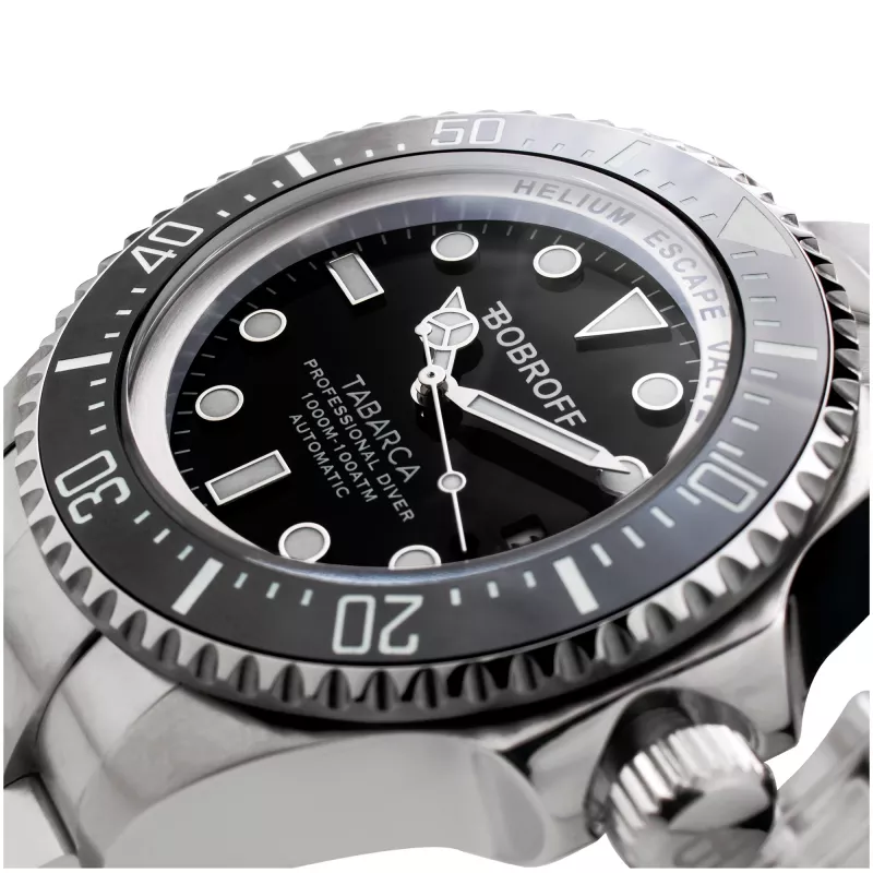 BOBROFF BF001 pánske analógové quartz hodinky 44 mm čierny kožený remienok