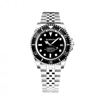 BOBROFF MAN BF0001-BFSTJ analógové quartz hodinky 44 mm čierny ciferník pravá koža remienok