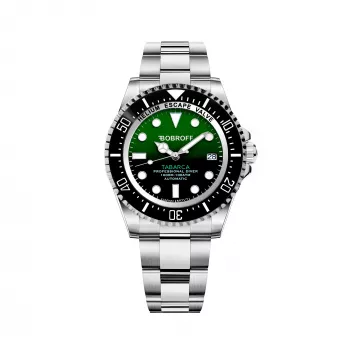 BOBROFF MAN BF0002J1 analógové quartz hodinky 44mm čierny ciferník pravý kožený remienok