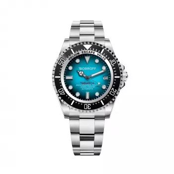 BOBROFF MAN BF0009 44mm quartz analógové hodinky - čierny ciferník, čierny kožený remienok