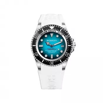 BOBROFF MAN BF0009-BFSTB 44mm analógové quartz náramkové hodinky - nerez oceľové puzdro, hnedý kožený remienok