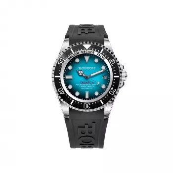 BOBROFF MAN BF0009-BFSTN analógové quartz hodinky 44mm nerezové puzdro čierny ciferník kožený remienok
