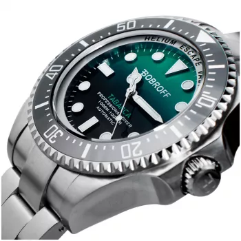 BOBROFF MAN BF002 analógové quartz náramkové hodinky 44mm čierny kožený remienok