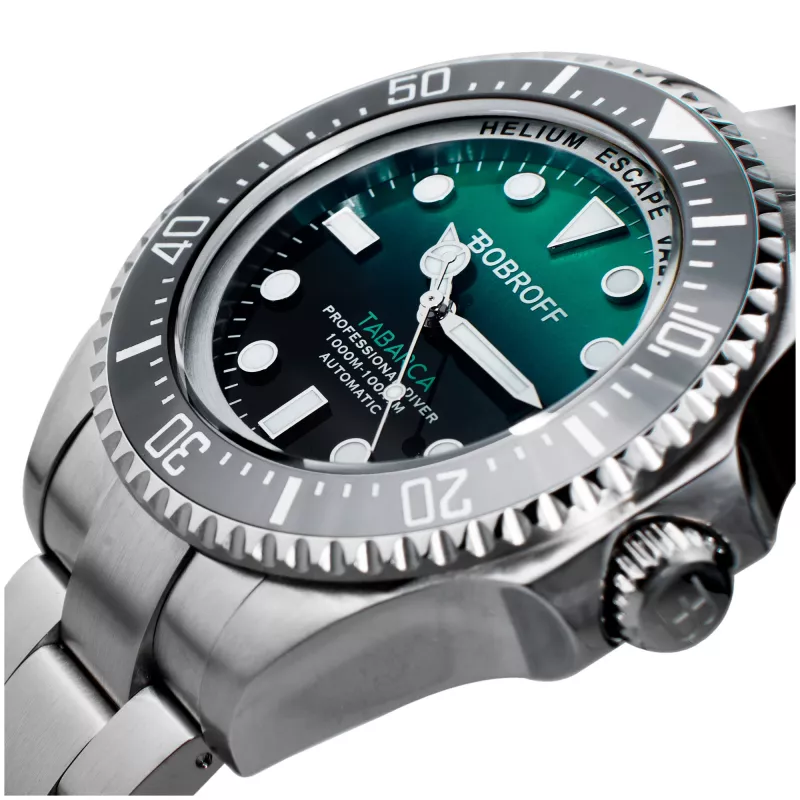 BOBROFF MAN BF002 analógové quartz náramkové hodinky 44mm čierny kožený remienok
