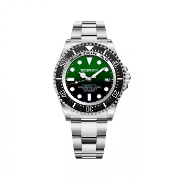 BOBROFF MAN BF002 analógové quartz náramkové hodinky 44mm čierny kožený remienok