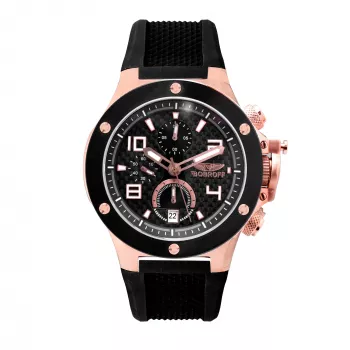 BOBROFF MAN BF1002M15 Analogové quartzové hodinky 43 mm čierny ciferník kožený remienok