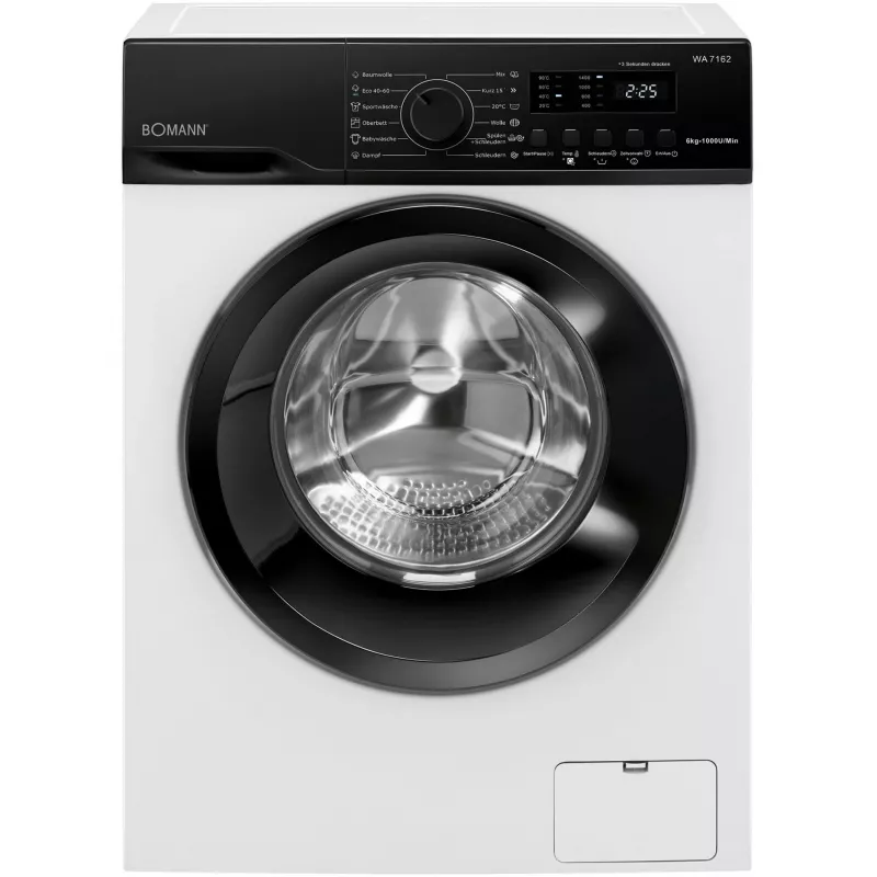 BOMANN WA 7162 práčka s predným plnením, 7 kg, 1400 ot/min, biela/čierna