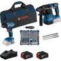 Bosch 18V Professional Sada Vŕtacie kladivo GBH 18V-22 + Vŕtačka GSR 18V-45 - (modrá/čierna, 2x Li-Ion akumulátor 4.0Ah, vrták do kladiva a sada bitov, taška na náradie) (0615V0003D)