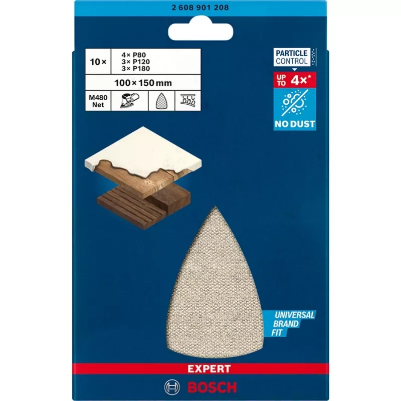 Bosch EXPERT M480 sada brúsnych sieťok 100x150mm, zrnitosť P80/P120/P180, 10 kusov