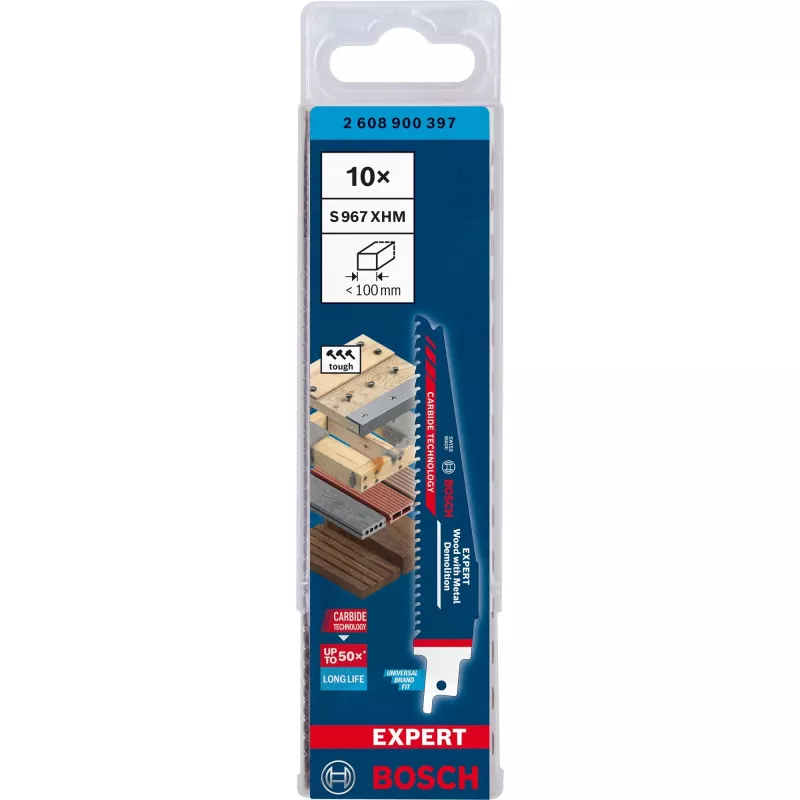 Bosch Expert S 967 XHM čepeľ na pílu – drevo s kovom na búranie, 150 mm, 10 kusov