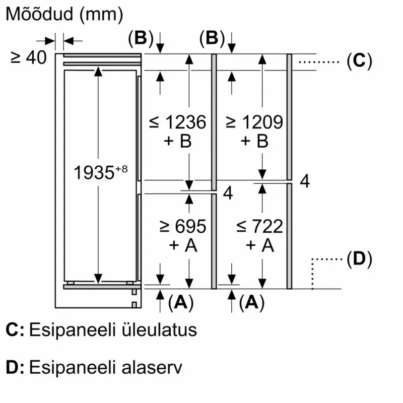 Bosch KIN96SFD0 plne integrovaná chladnička s mrazničkou s VitaFresh pro 0°C, NoFrost, 387L, energetická trieda D, 35 dB