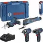 Bosch Power Tools 12V 5-dielna sada náradia GOP + GSR + GDR + GSA + GLI (modrá, 3x Li-Ion 2,0 Ah batéria)