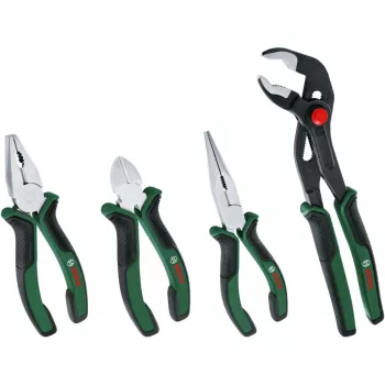 Bosch Powertools 4-dielna sada klieští 1600A02W7K s kombinovanými, bočnými, špicatými a vodárenskými kliešťami, zelená/čierna