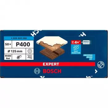 BOSCH POWERTOOLS Expert M480 sieťový brúsny kotúč 125 mm, K400 (balenie 50 ks) pre excentrickú brúsku