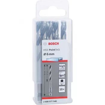 Bosch PowerTools HSS PointTeQ Hex skrutkový vrták, 6 mm, 10 kusov, pracovná dĺžka 57 mm