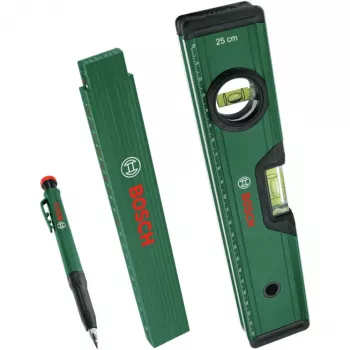 Bosch PowerTools značkovacia sada, 3-dielna (zelená/čierna) – hĺbkový značkovač, univerzálny marker & tesársky prípis