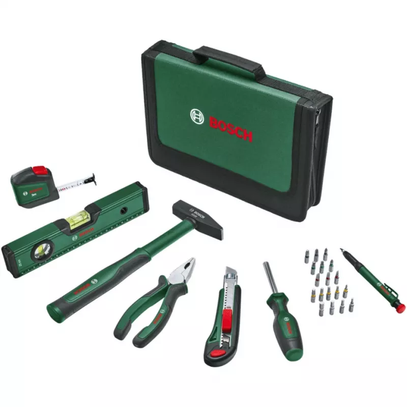 BOSCH Powertools univerzálna sada ručného náradia, 25-dielna (zelená, s taškou na náradie)