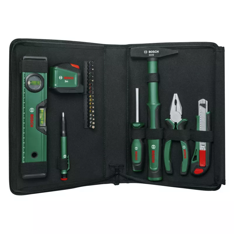 BOSCH Powertools univerzálna sada ručného náradia, 25-dielna (zelená, s taškou na náradie)