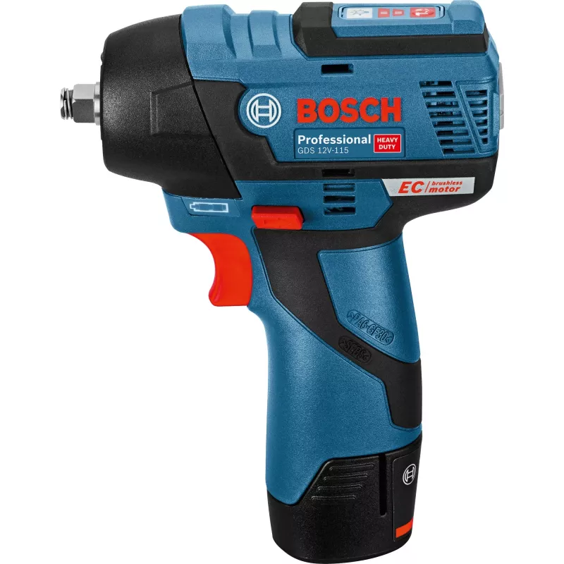 Bosch Professional GDS 12V-115 akumulátorový rázový uťahovač s 2x 3,0 Ah Li-Ion batériami, L-BOXX
