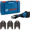 Bosch Professional GPT 18V-32 akumulátorový lisovací nástroj, Solo verzia, Kit TH, 18V, modrý, bez batérie a nabíjačky, 3 štandardné TH lisovacie čeľuste, v L-BOXX