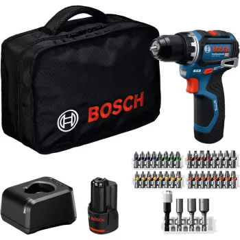 Bosch Professional GSR 12V-32 akumulátorový vŕtací skrutkovač (12V, 2x 2,0 Ah Li-Ion, 36-dielna sada príslušenstva, taška na náradie, modrá/čierna)