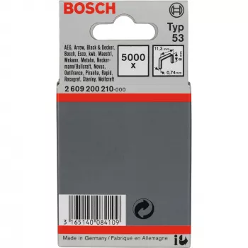 Bosch Typ 53 sponky z jemného drôtu 11,4 x 0,74 x 8 mm, pozinkovaná oceľ, 5000 ks (2609200210)