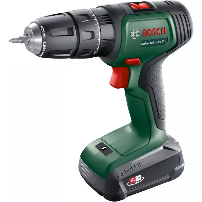 BOSCH UniversalImpact 18V akumulátorový príklepový skrutkovač (zelená/čierna, 2x1,5 Ah Li-Ion, 241-dielna sada)