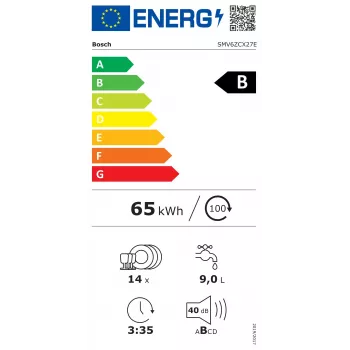 Bosch práčka SMV6ZCX27E, 9 kg, 1400 ot/min, biela