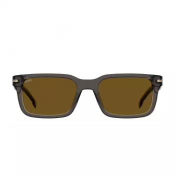 BOSS BOSS1628SKB7 pánske obdĺžnikové slnečné okuliare Dark Havana sivé