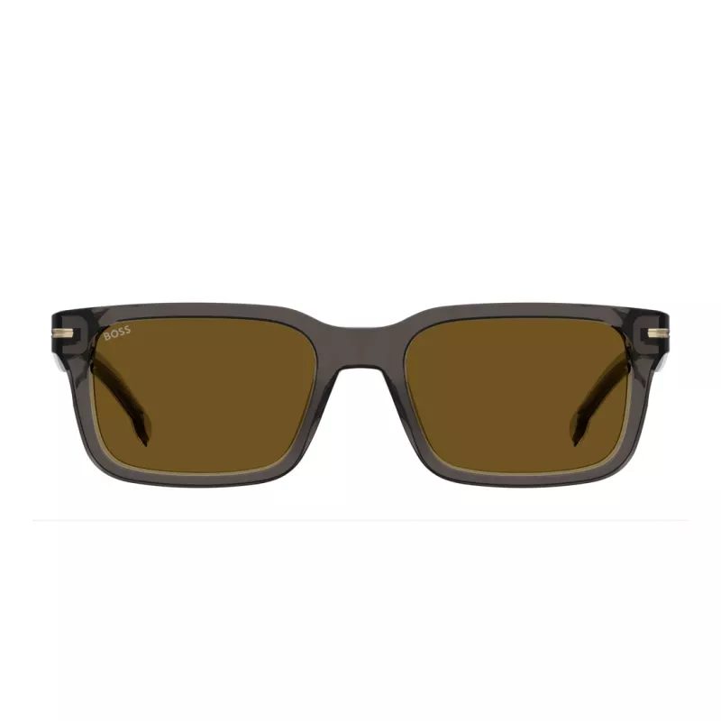 BOSS BOSS1628SKB7 pánske obdĺžnikové slnečné okuliare Dark Havana sivé